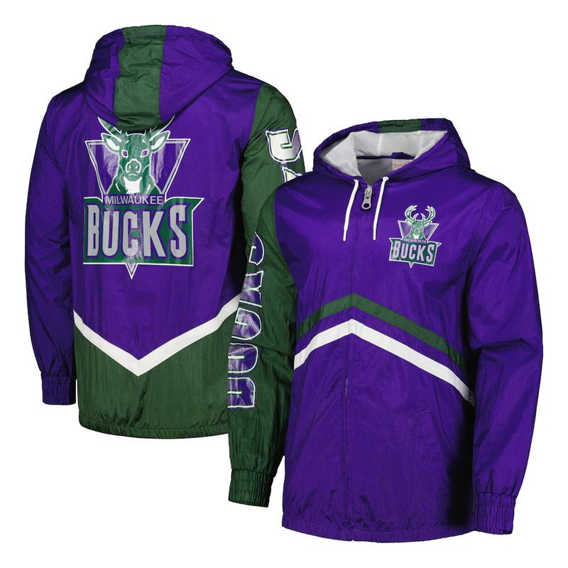 Milwaukee Bucks Undeniable Purple Full-Zip Windbreaker Jacket - Image 3
