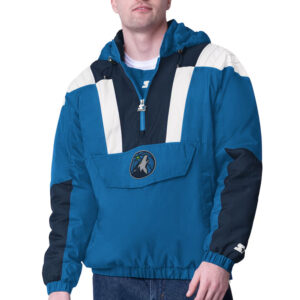 Blue/Navy Minnesota Timberwolves Charger Half-Zip Pullover Jacket