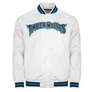 Minnesota Timberwolves White Bomber Jacket