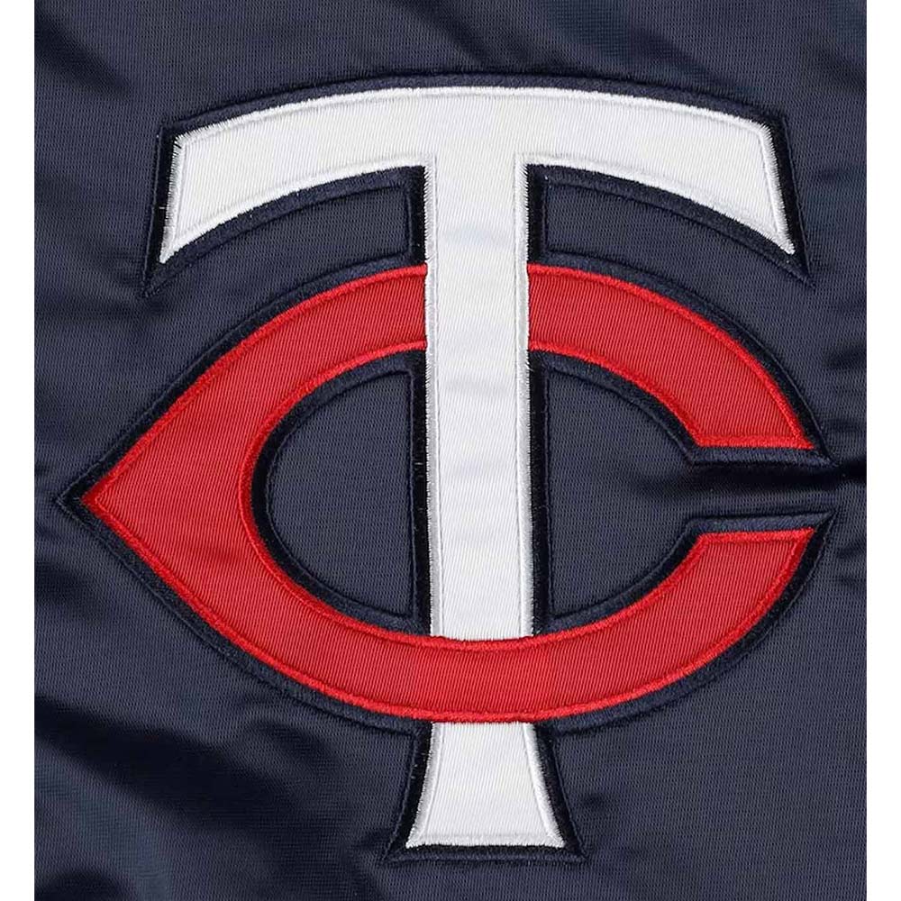 Minnesota Twins Midfield Varsity Navy Blue Satin Jacket - Image 4