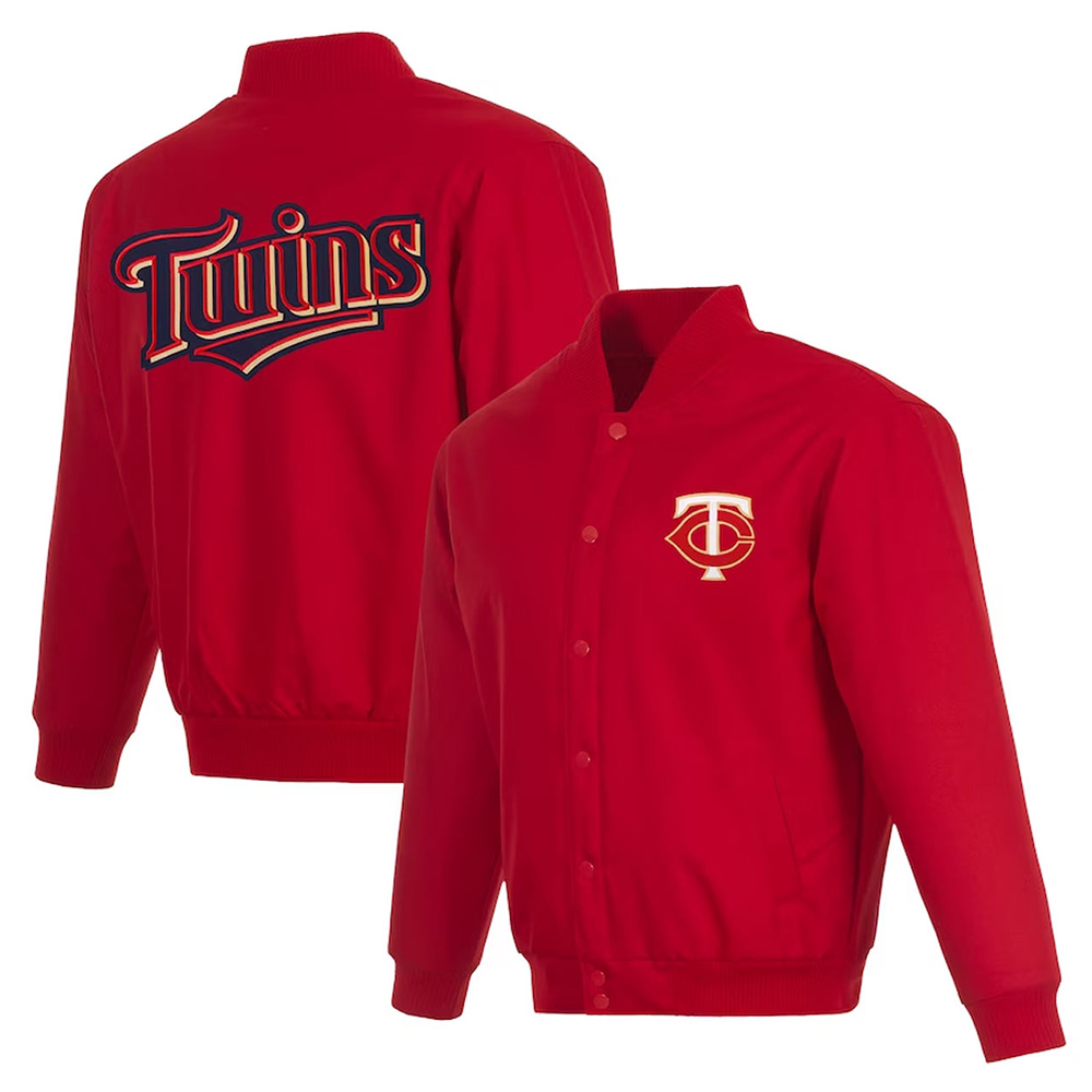 Minnesota Twins Red Poly-Twill Full-Snap Jacket - Image 3