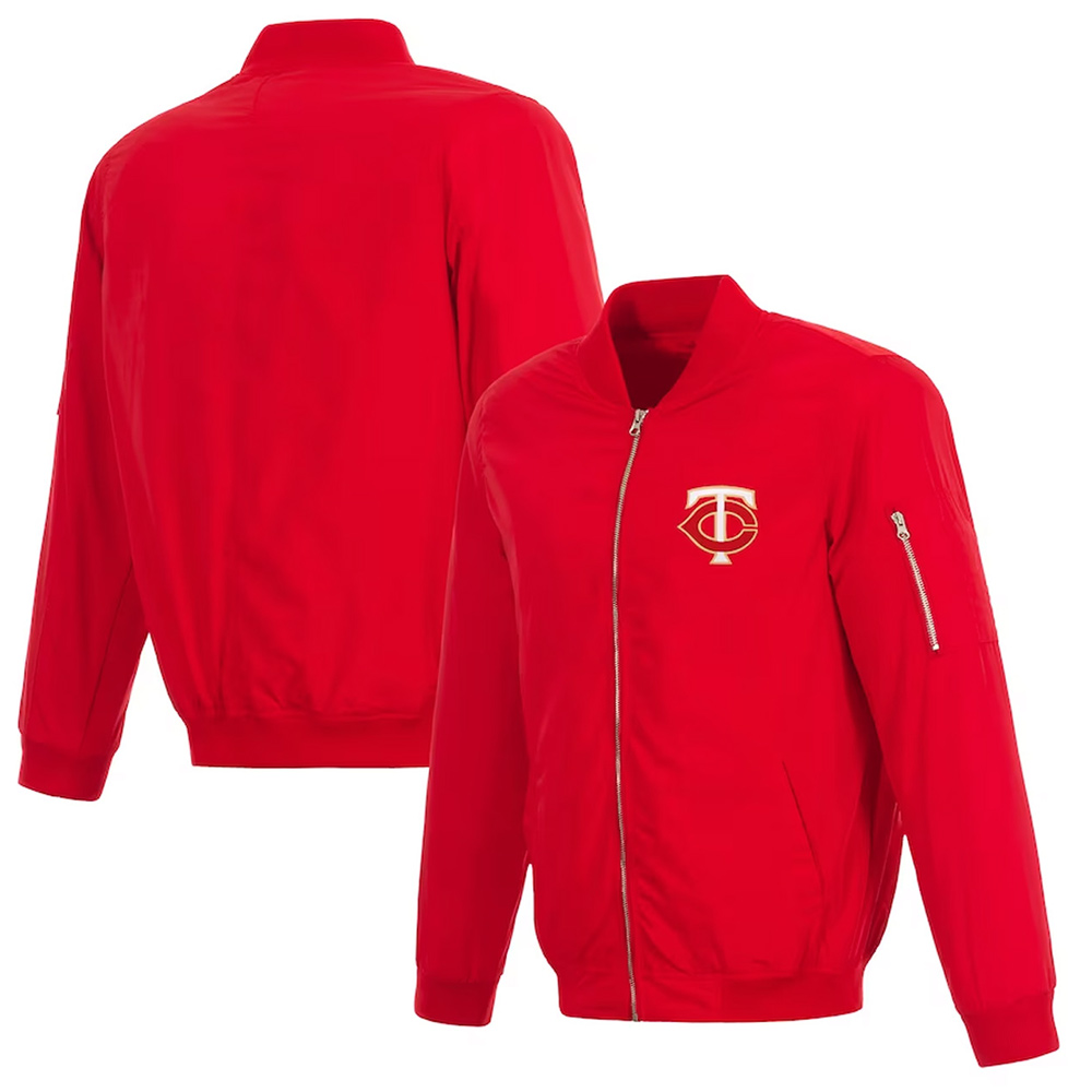 Red Minnesota Twins Nylon Bomber Jacket - Image 5