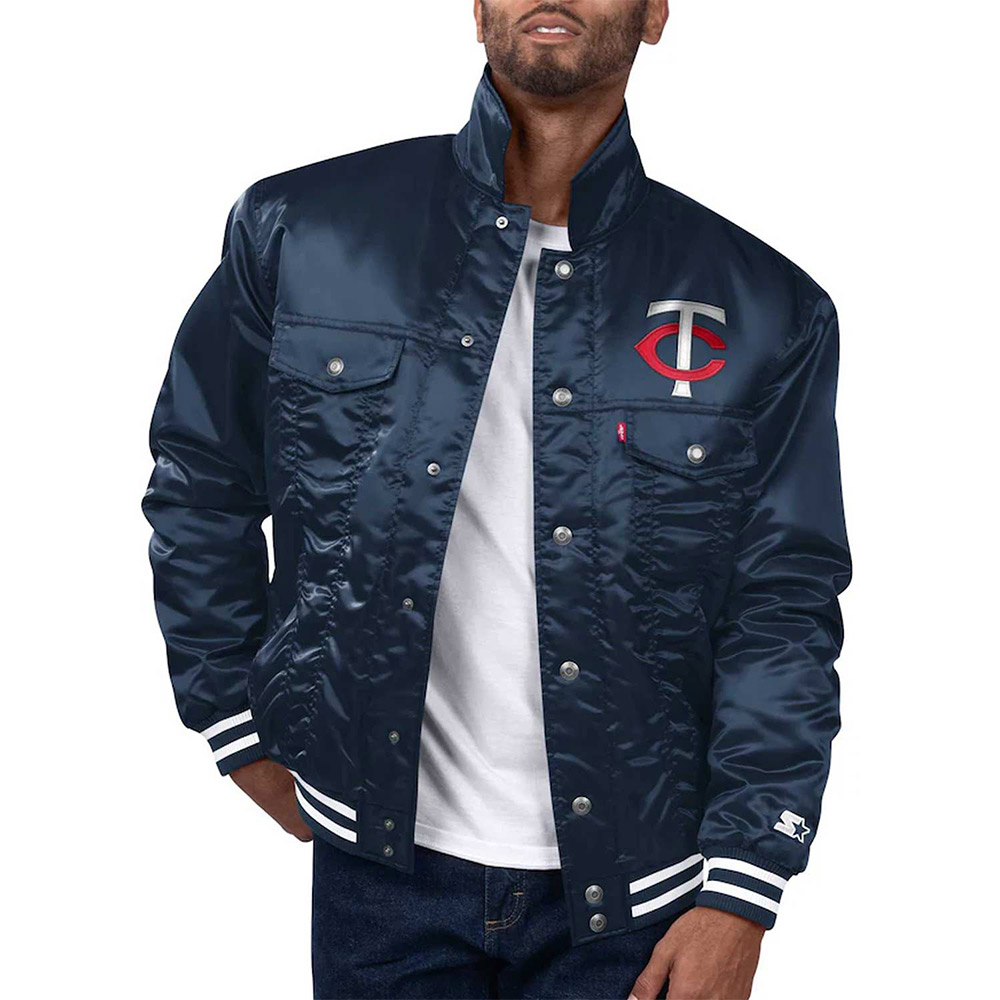 Minnesota Twins Navy Silver Tab Trucker Jacket