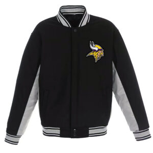 Black/Gray Minnesota Vikings Varsity Wool Jacket