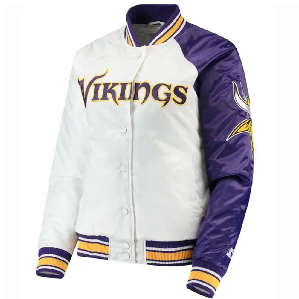 Minnesota Vikings End Zone Yellow/Purple Satin Jacket - Image 4