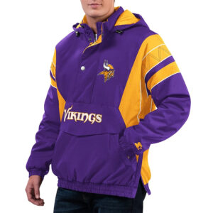 Home Team Minnesota Vikings Purple/Gold Half-Zip Hoodie Jacket