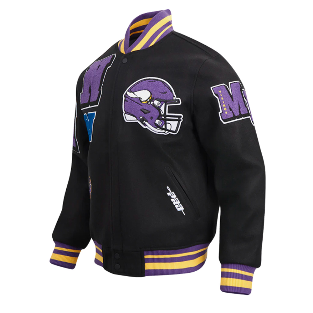 Minnesota Vikings Mashup Classic Rib Varsity Wool Jacket - Image 3