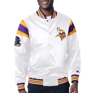 Minnesota Vikings Midweight White Satin Jacket