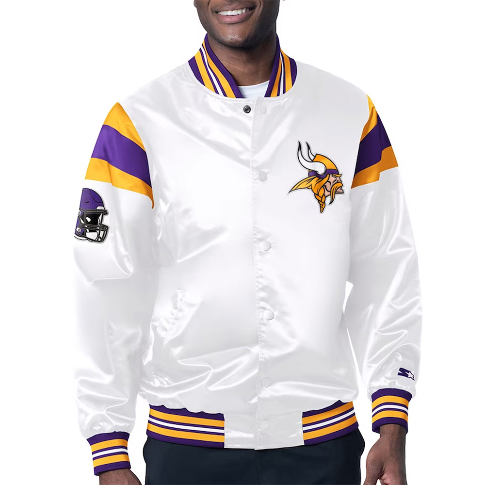 Minnesota Vikings Midweight White Satin Jacket