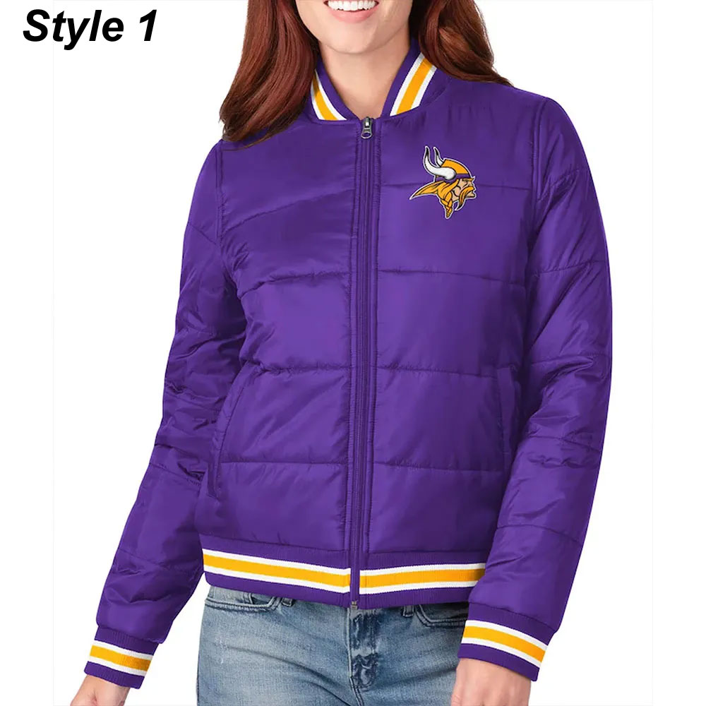 Purple Minnesota Vikings Field Goal Bomber Jacket - Image 5
