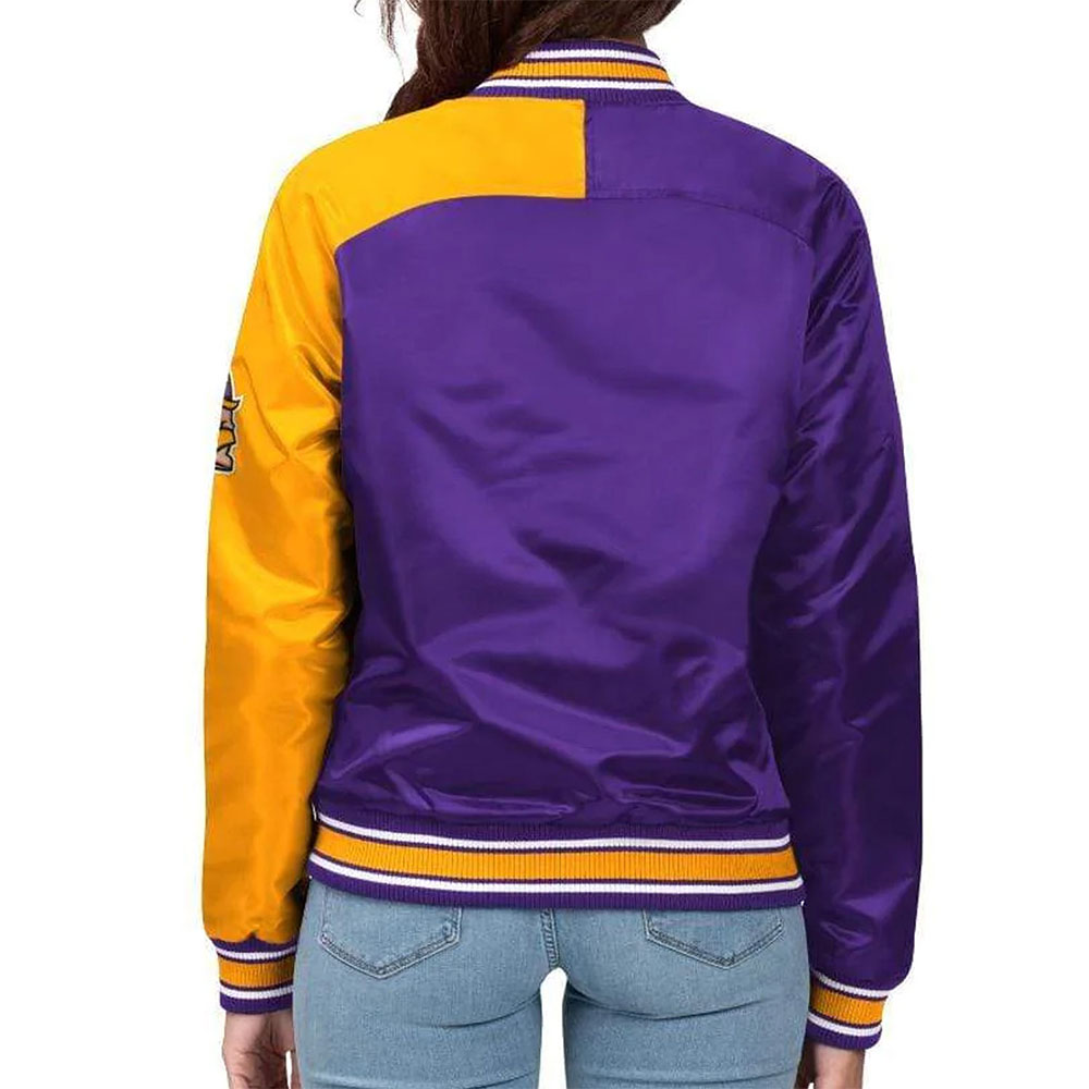 Minnesota Vikings End Zone Yellow/Purple Satin Jacket - Image 3
