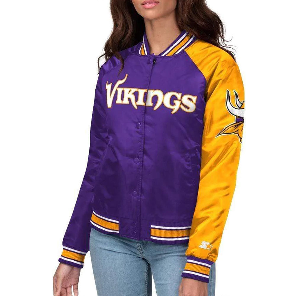 Minnesota Vikings End Zone Yellow/Purple Satin Jacket