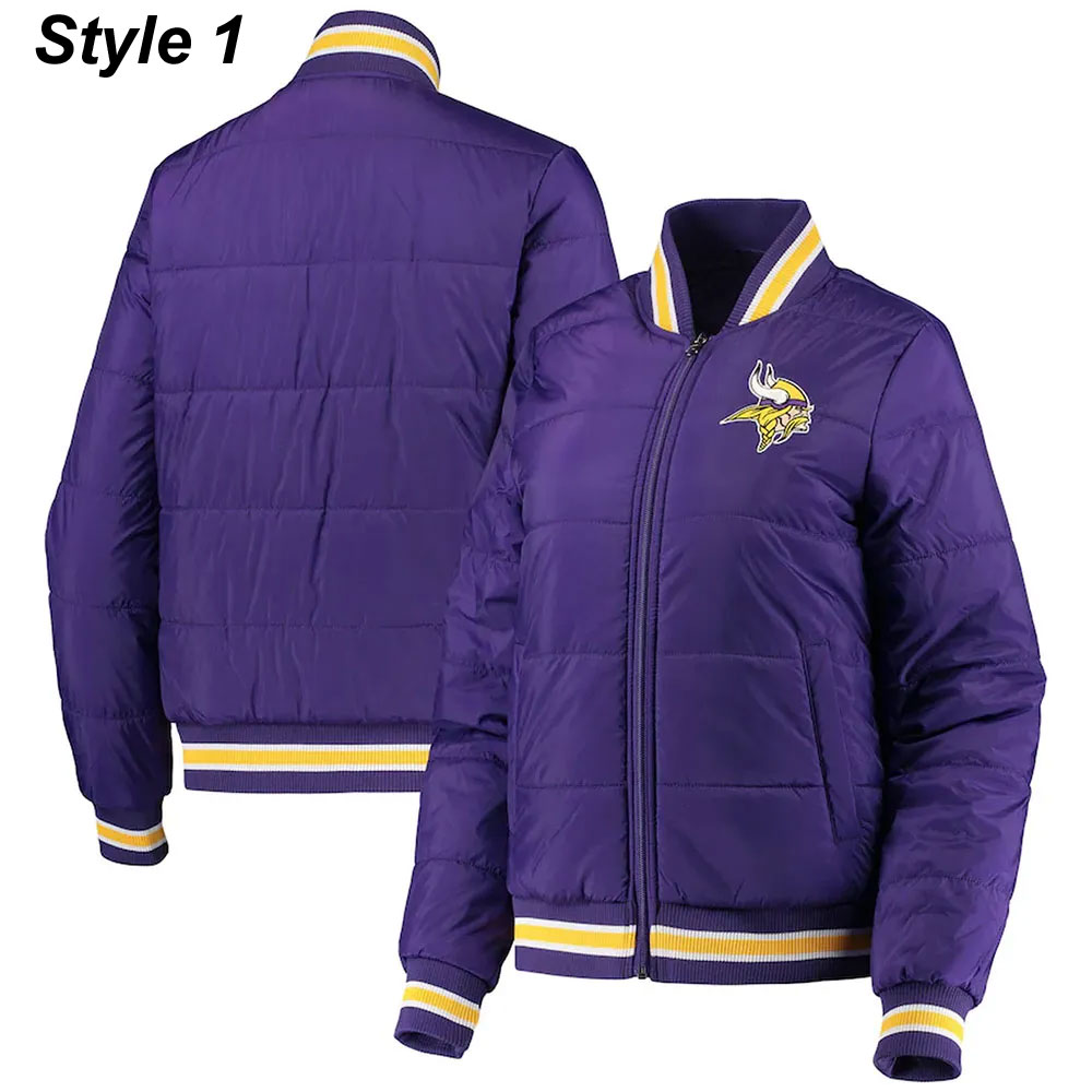 Purple Minnesota Vikings Field Goal Bomber Jacket - Image 7