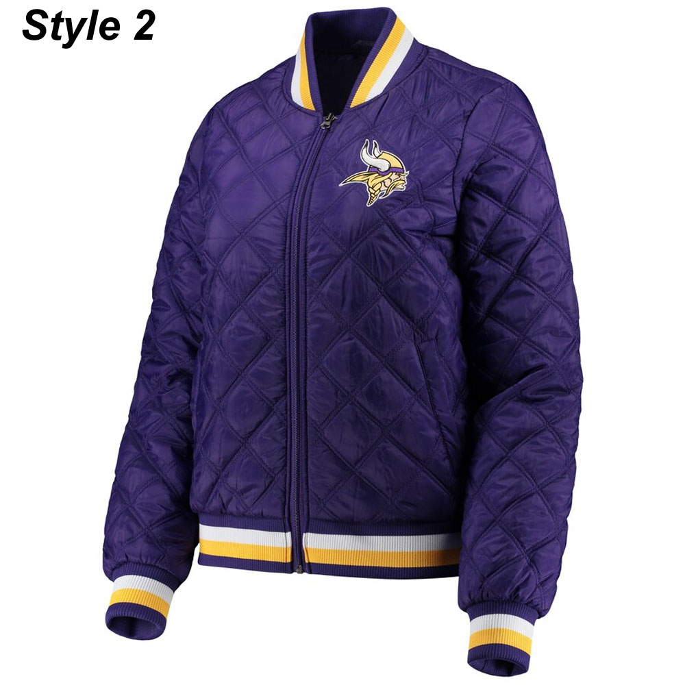 Purple Minnesota Vikings Field Goal Bomber Jacket - Image 2