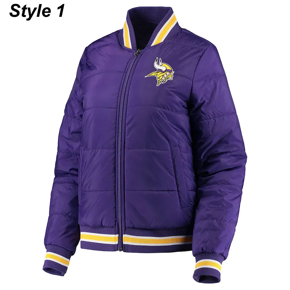 Purple Minnesota Vikings Field Goal Bomber Jacket