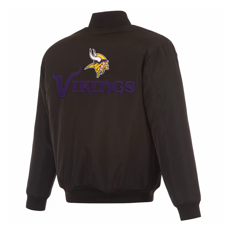 Minnesota Vikings Black/Gray Full-Zip Reversible Flight Jacket - Image 2