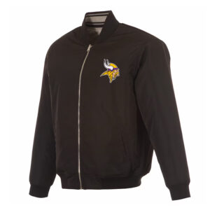 Minnesota Vikings Black/Gray Full-Zip Reversible Flight Jacket