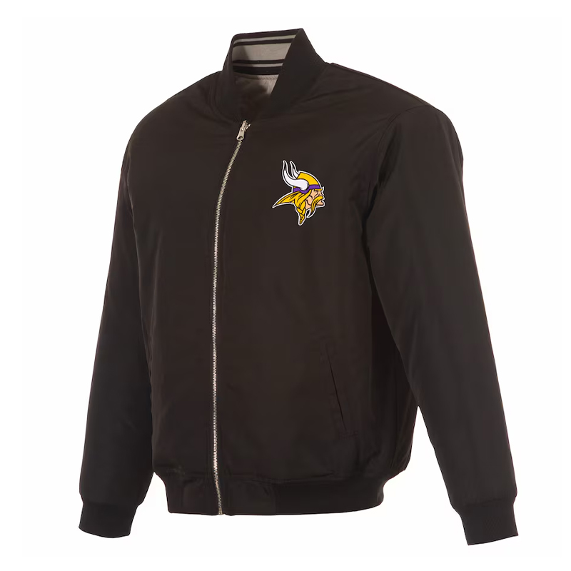 Minnesota Vikings Black/Gray Full-Zip Reversible Flight Jacket