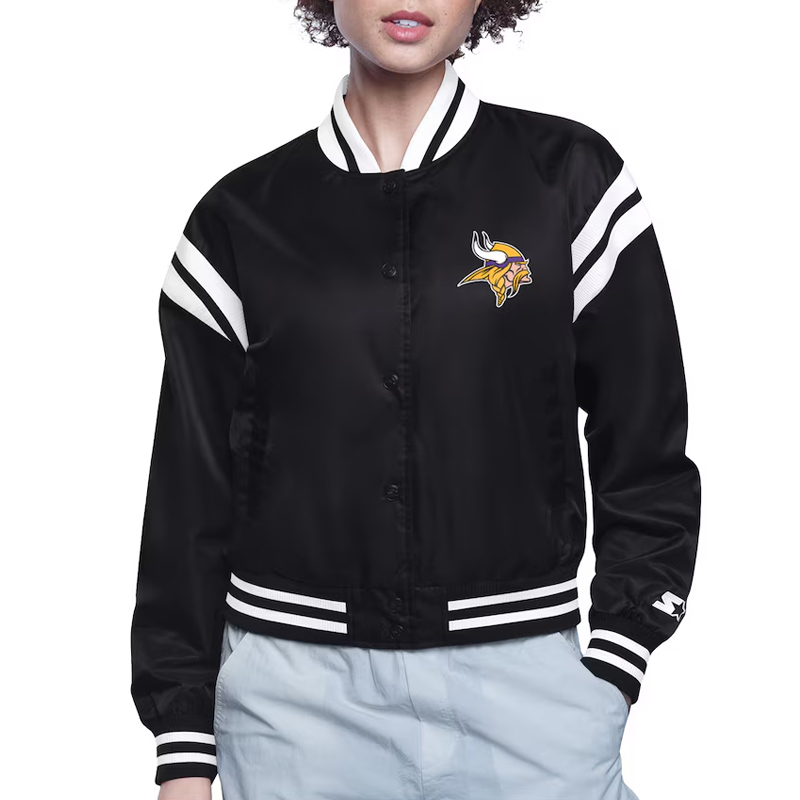 Minnesota Vikings Printed Logo Varsity Satin Jacket