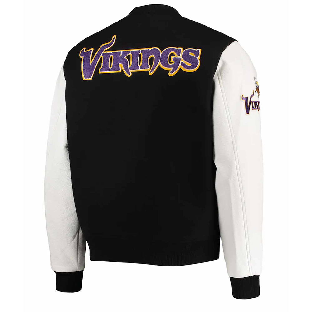 Minnesota Vikings Varsity Black and White Jacket - Image 2