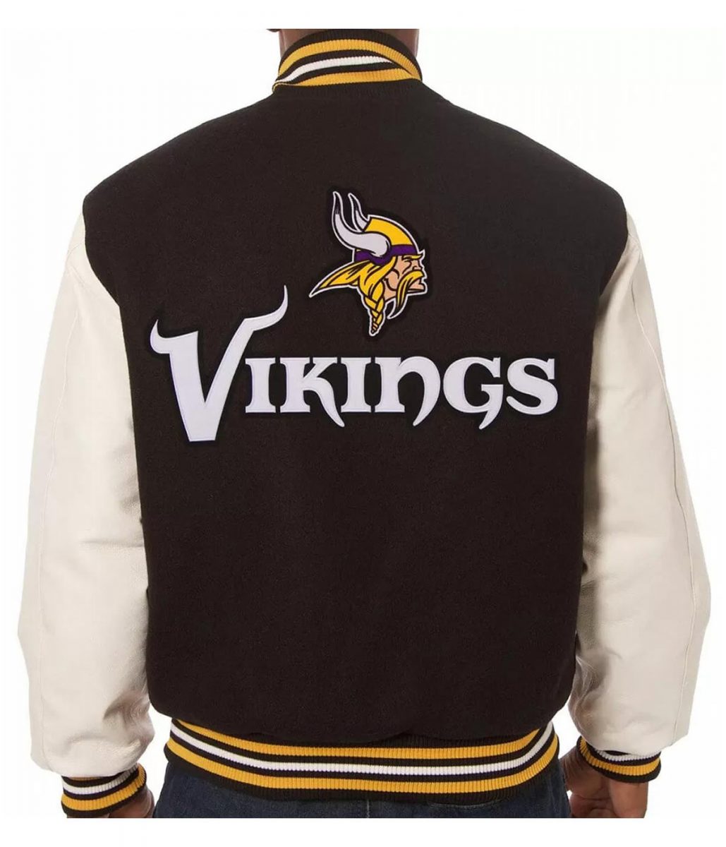 Minnesota Vikings Varsity White and Black Jacket - Image 2