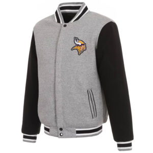 Minnesota Vikings Gray and Black Varsity Wool Jacket