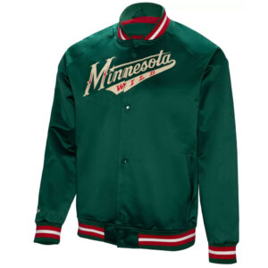 Lightweight Minnesota Wild Green Satin Jacket