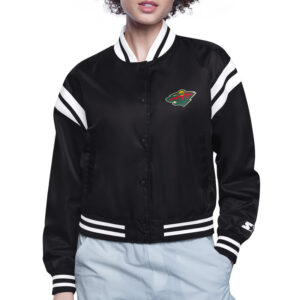 Minnesota Wild Printed Logo Varsity Satin Jacket
