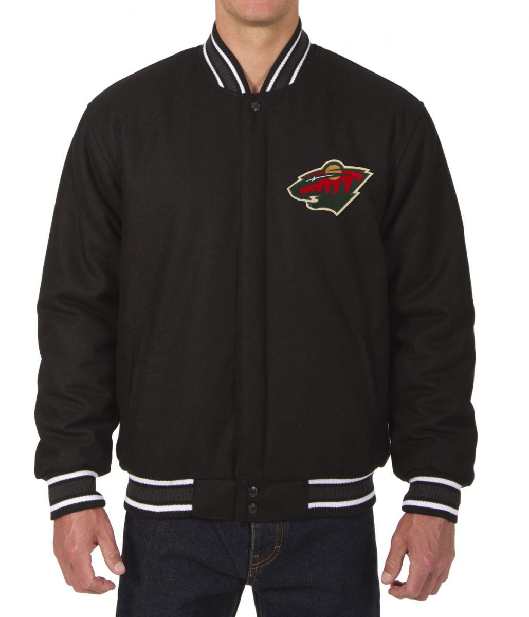 Varsity Minnesota Wild Black Wool Jacket