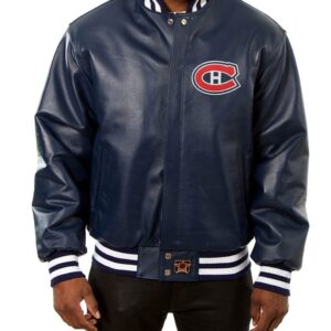 Varsity Montreal Canadiens Navy Blue Leather Jacket