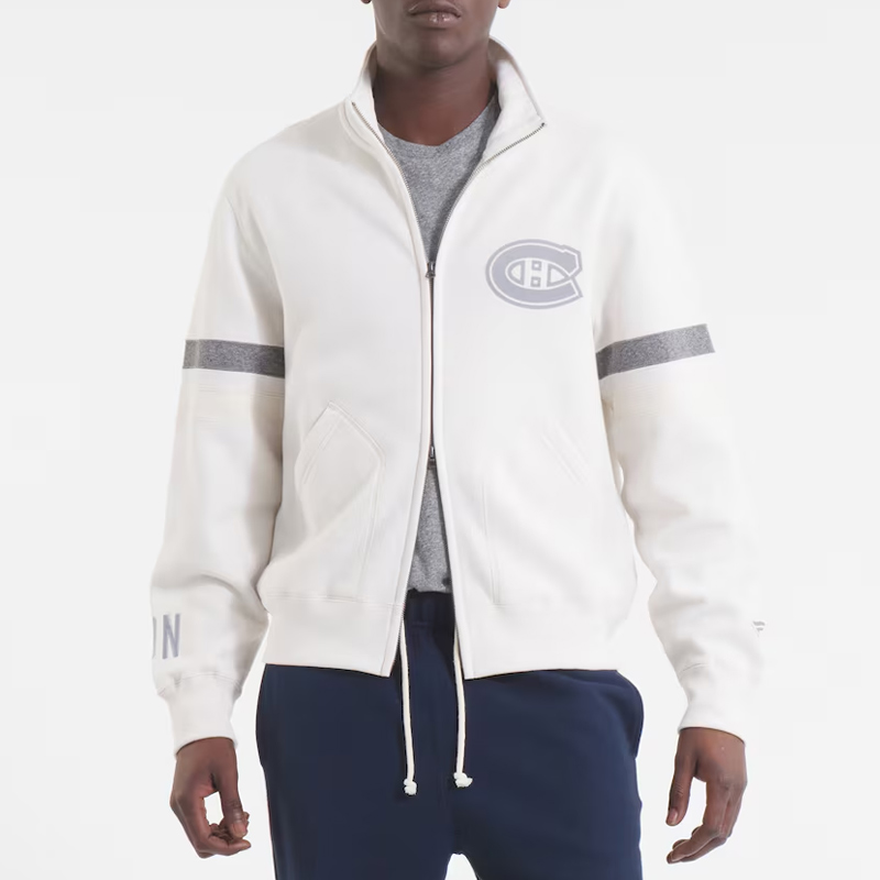 Montreal Canadiens White Striped Fleece Jacket