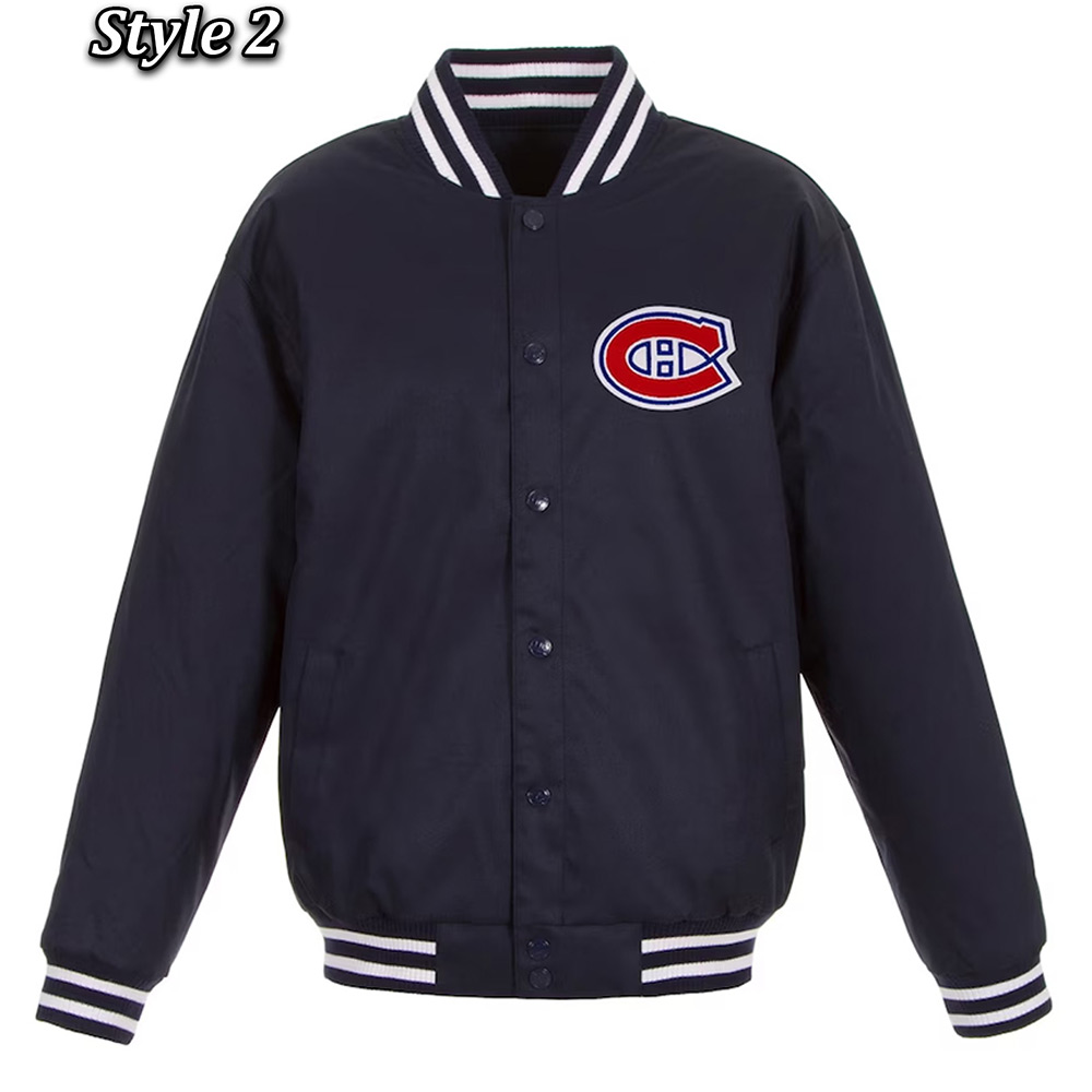 Navy Montreal Canadiens Front Hit Poly Twill Jacket - Image 2