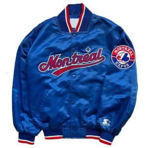 90's Montreal Expos Bomber Blue Satin Jacket