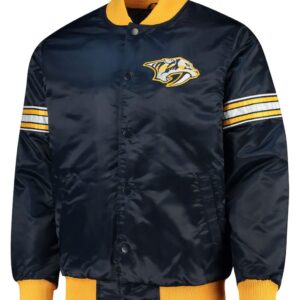 Nashville Predators Starter Blue Satin Jacket