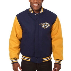 Nashville Predators Two-Tone Navy/Gold Varsity Jacket