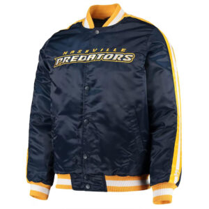 Nashville Predators O-Line Navy Varsity Satin Jacket