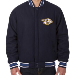 Nashville Predators Navy Blue Wool Varsity Jacket