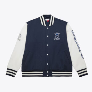 Dallas Cowboys Navy and White Fleece Varsity Jacket