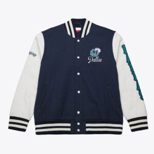 Dallas Mavericks Navy and White Fleece Varsity Jacket