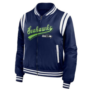 Seattle Seahawks Navy Bomber Full-Zip Jacket