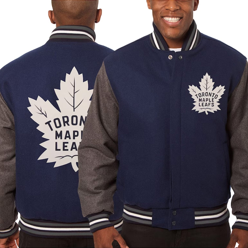 Toronto Maple Leafs Navy/Gray Varsity Wool Jacket - Image 3