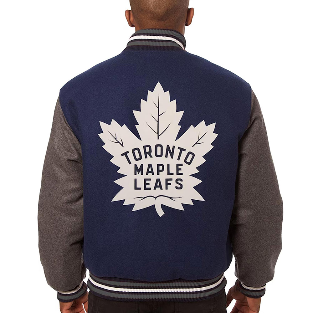 Toronto Maple Leafs Navy/Gray Varsity Wool Jacket - Image 2