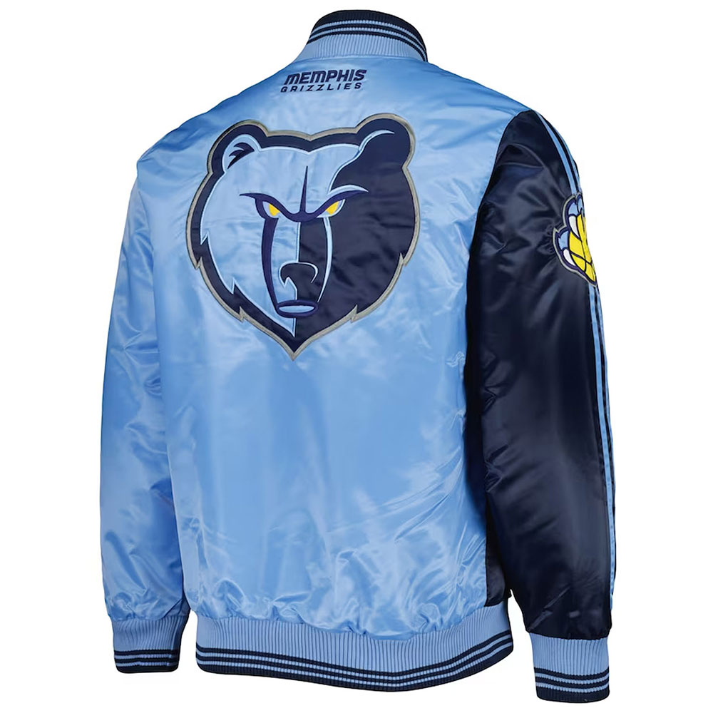 Memphis Grizzlies Fast Break Navy/Light Blue Satin Jacket - Image 2