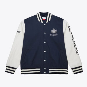 LA Kings Navy and White Fleece Varsity Jacket