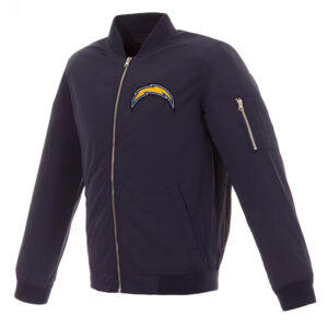 Navy LA Chargers Nylon Bomber Jacket