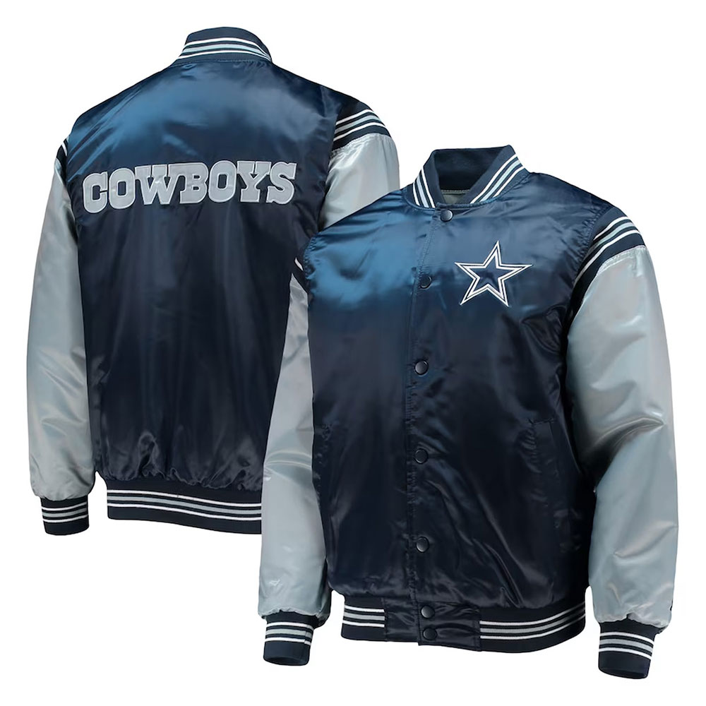 Dallas Cowboys Enforcer Navy/Silver Satin Jacket - Image 3