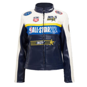All Star Game 2024 Eggshell/Navy Leather Jacket