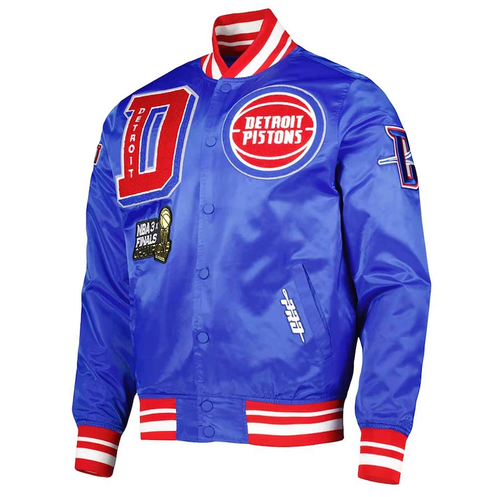 Detroit Pistons Finals 3x Champions Mash Up Capsule Royal Satin Jacket