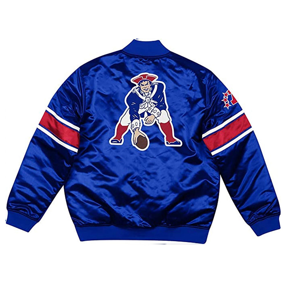 New England Patriots Classic Logo Royal Satin Jacket - Image 2