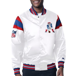 New England Patriots Midweight White Satin Jacket